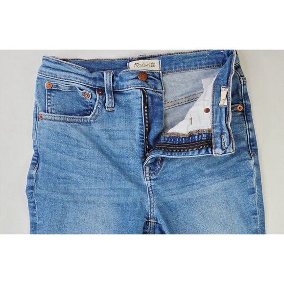 Madewell Size 25X27 Women Cali Demi Boot Blue Denim Embroidered Logo Denim Jeans - Picture 13 of 13